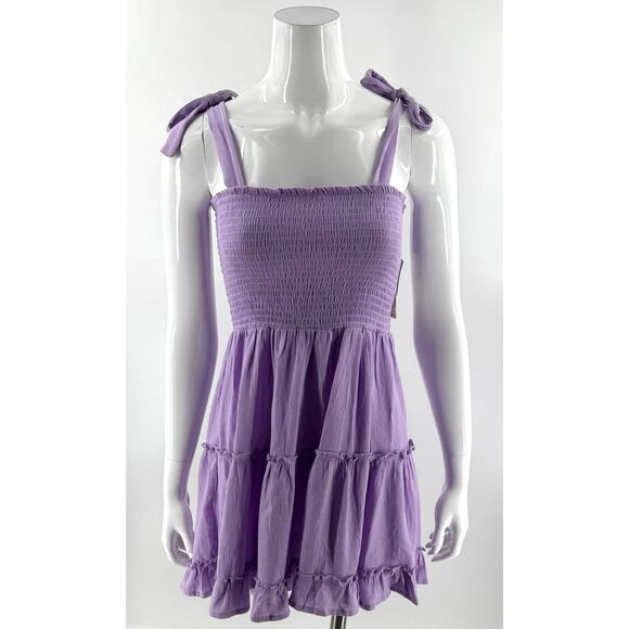 Miken Swimsuit Cover Up Dress Juniors Lilac Purple Smocked Beach Size Small NEW - Picture 1 of 8
